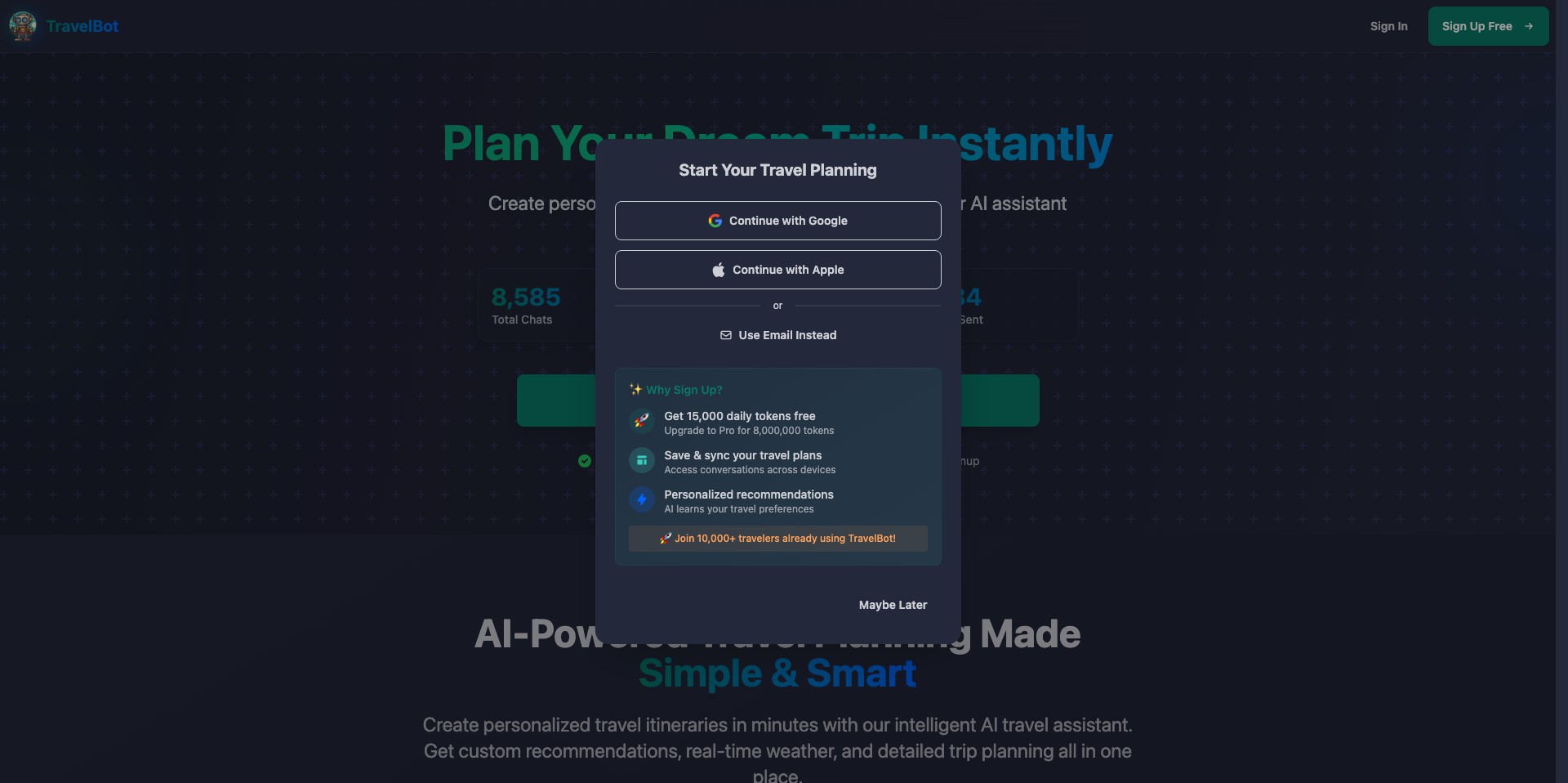 TravelBot Screenshot