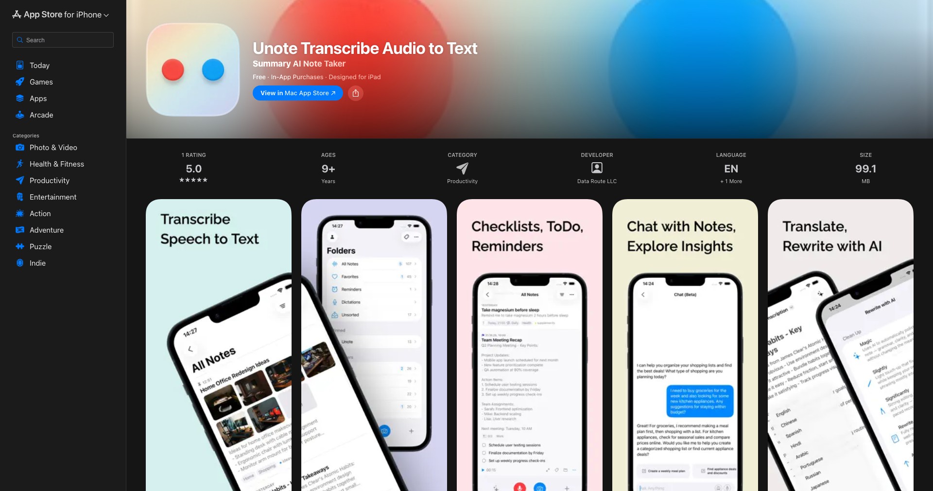 Unote Screenshot