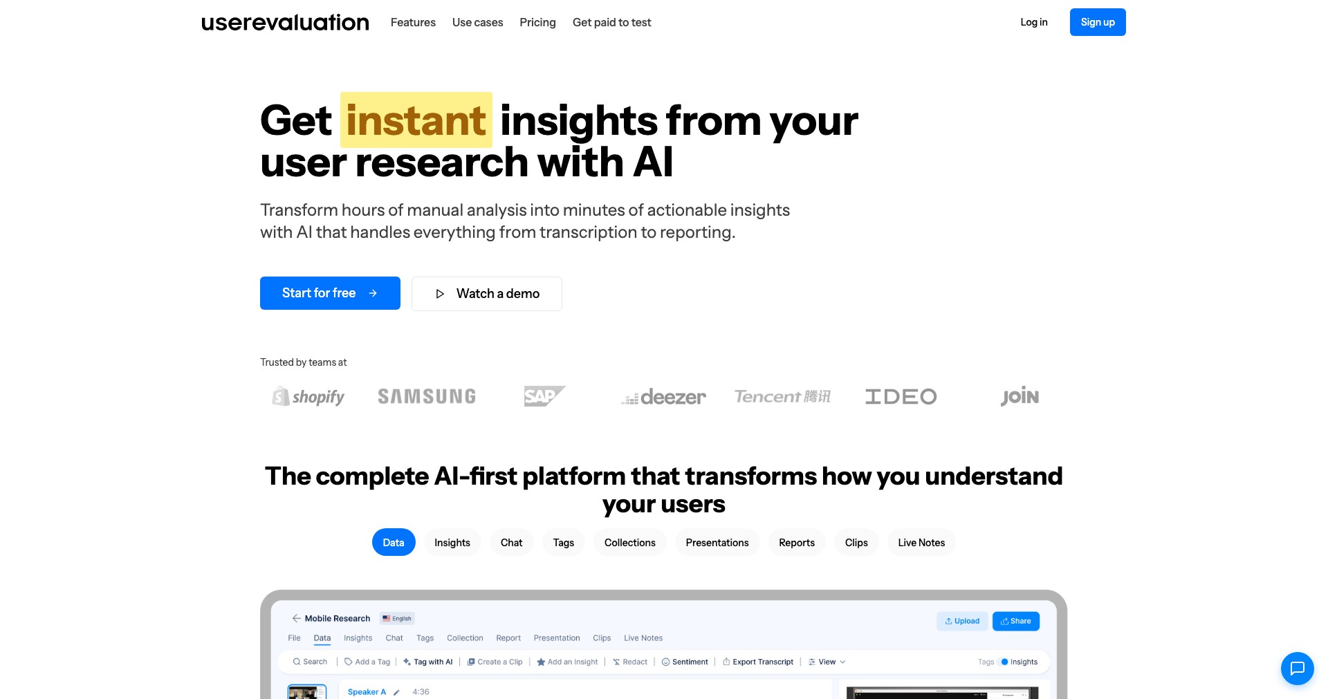 User Evaluation Screenshot