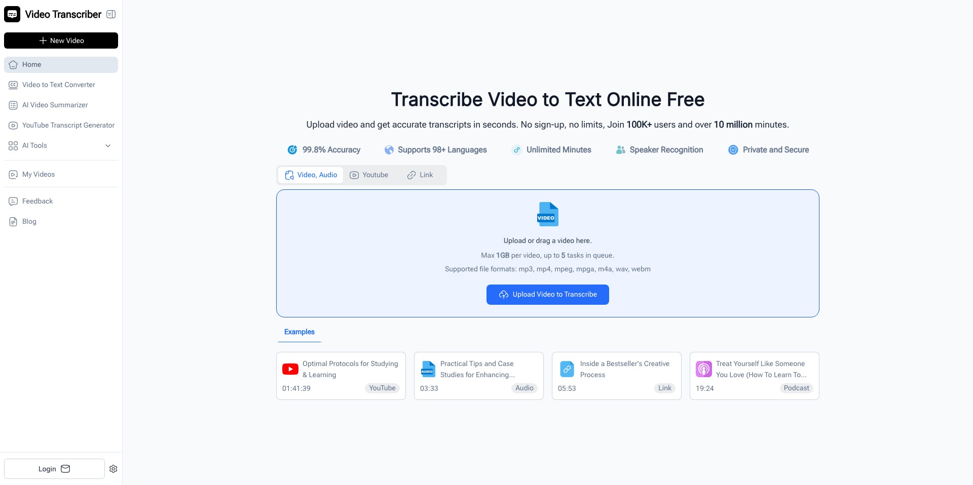 Video Transcriber AI Screenshot