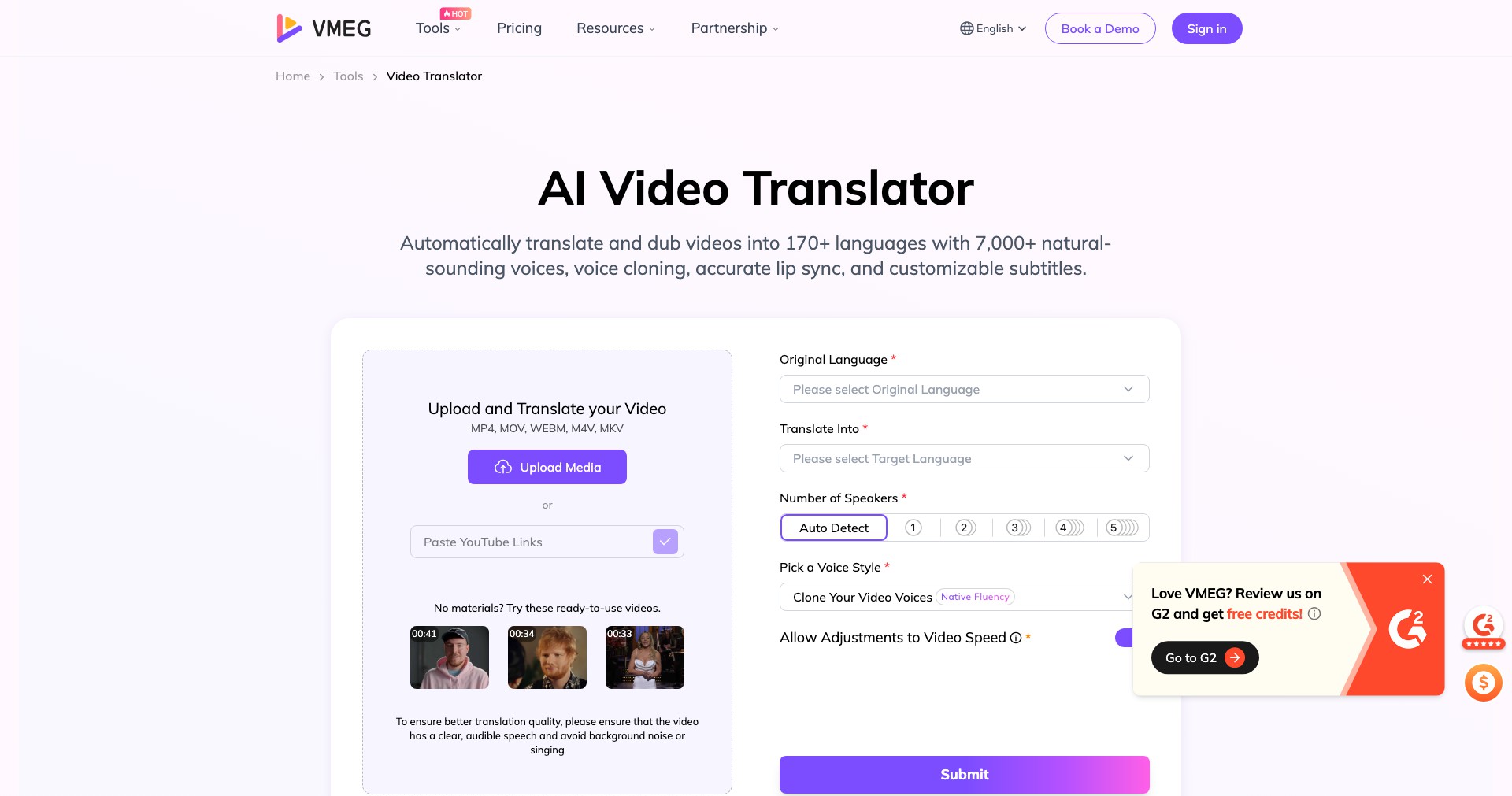 VMEG Video Translation Screenshot