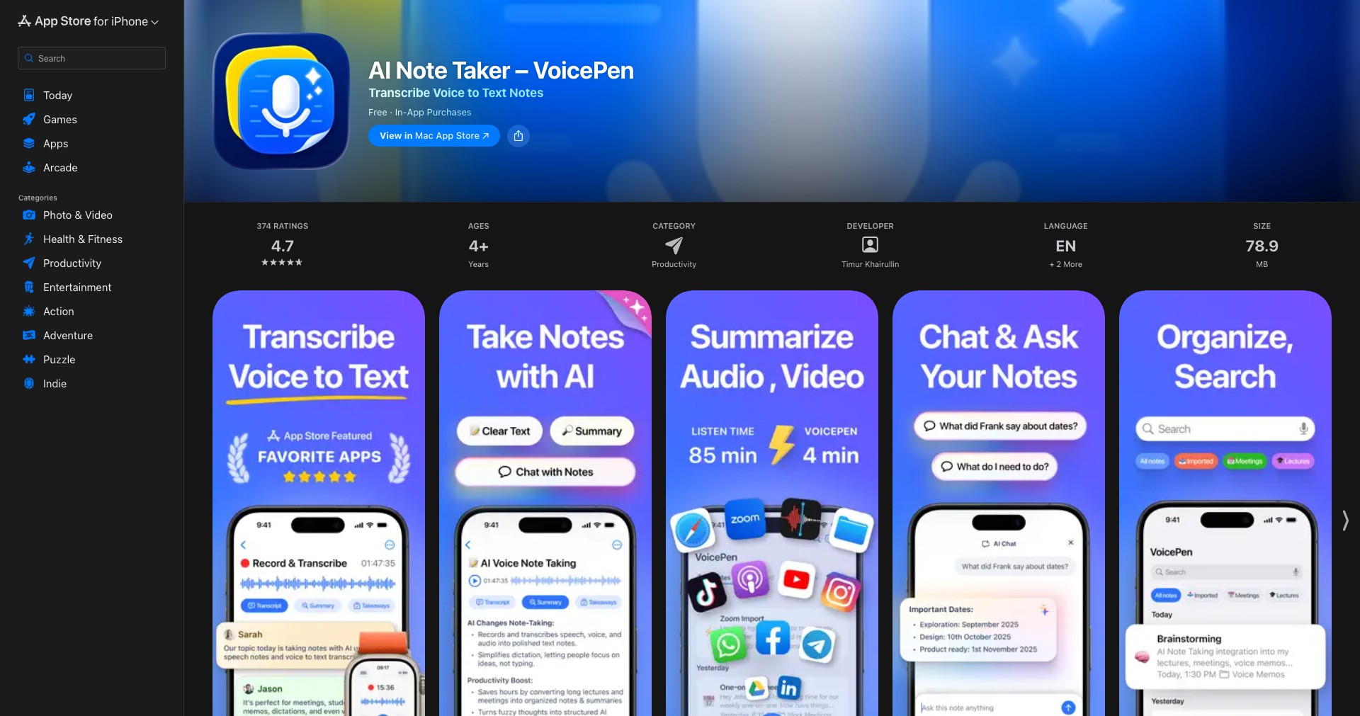 VoicePen App Screenshot
