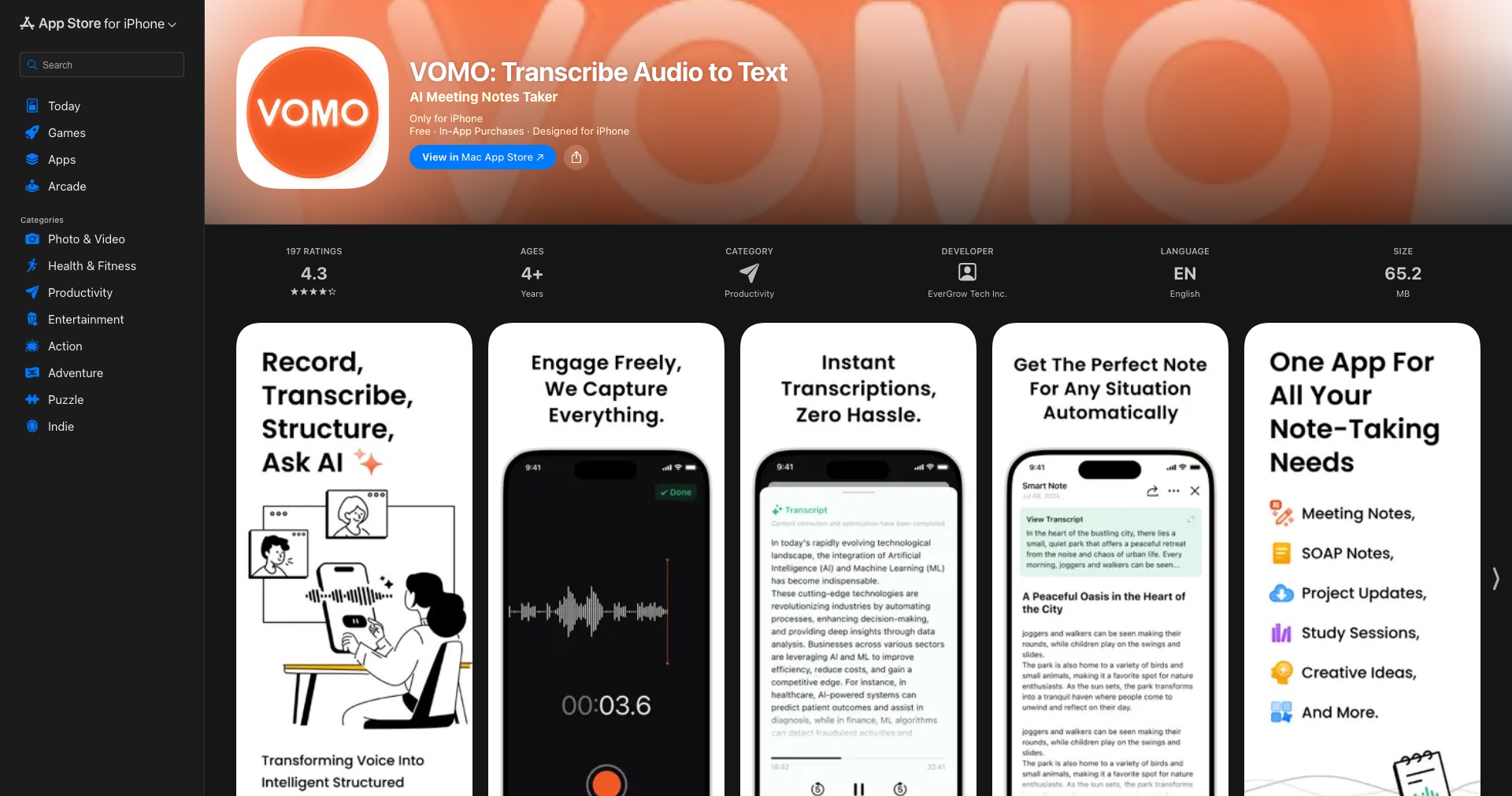 VOMO Screenshot