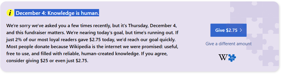 wikipedia purple screenshot, donation $2.75