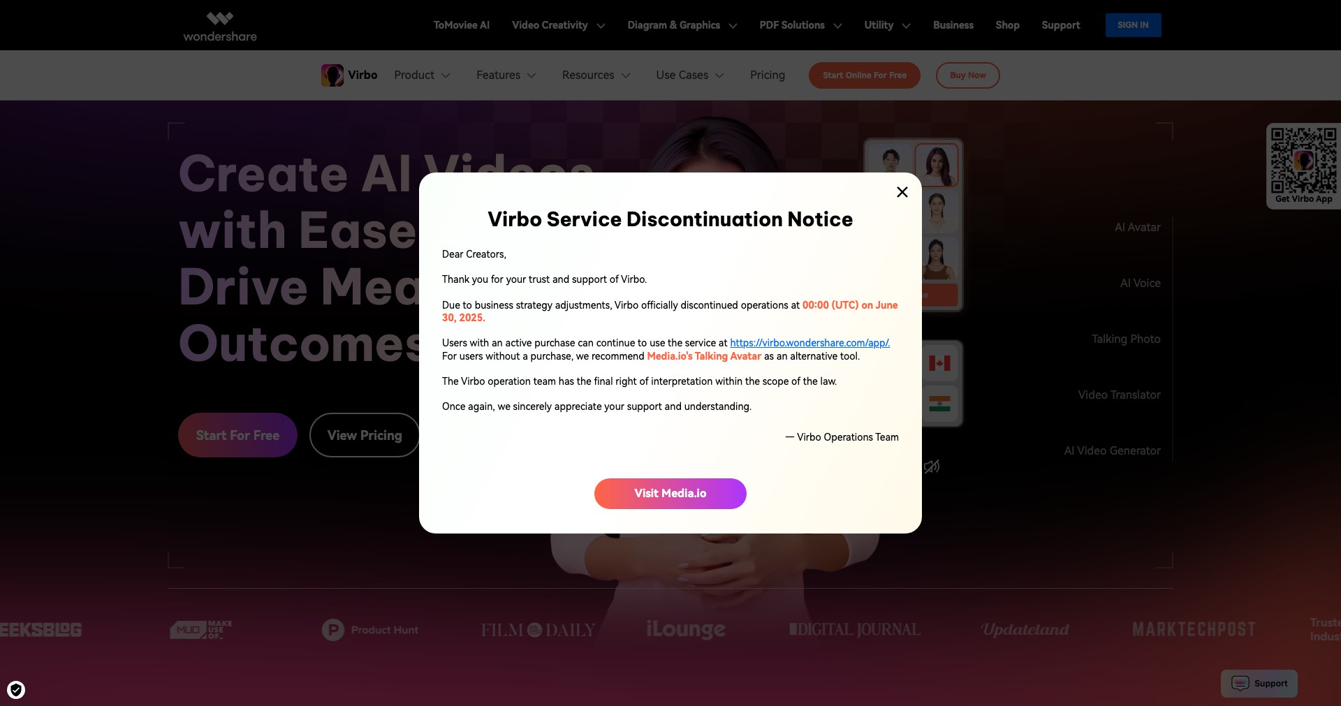Wondershare Virbo Screenshot