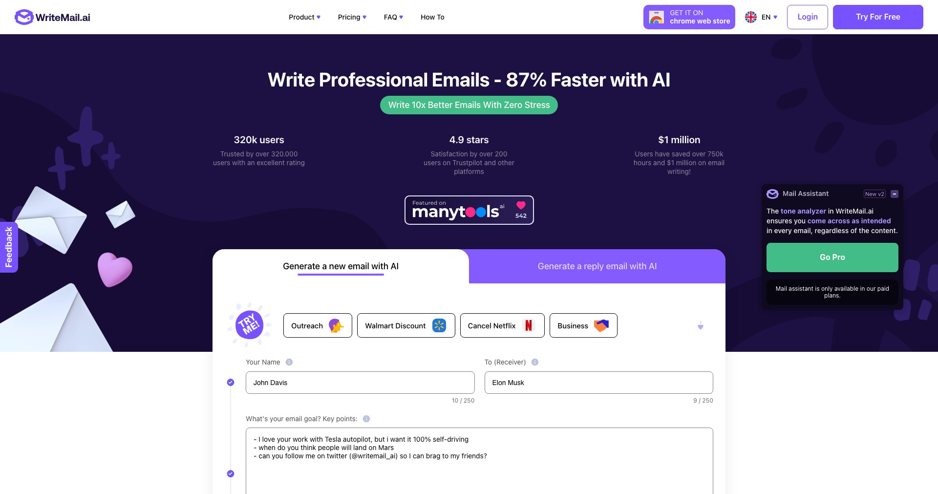 WriteMail.ai v2 Screenshot