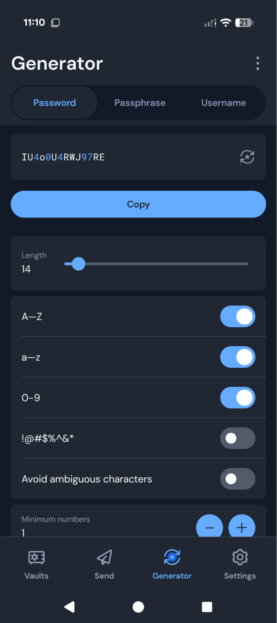 Bitwardens mobile app