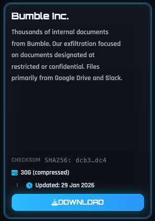Bumbe posted on dark web
