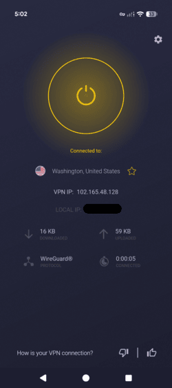 cyberghost mobile interface