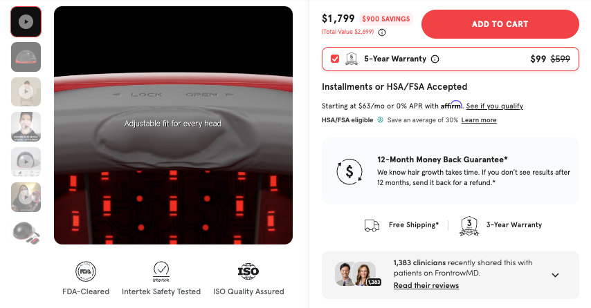 iRestore Elite hair growth device