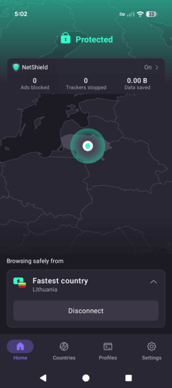 protonvpn mobile interface android