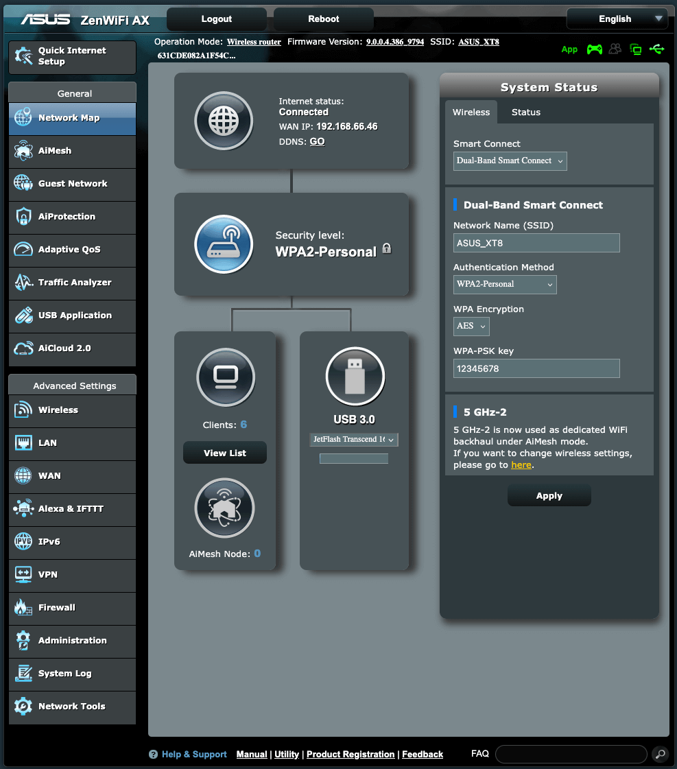Router settings window