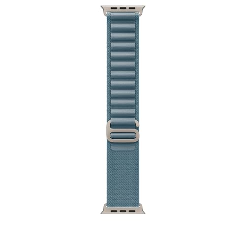 Large image for amazon product "Apple Watch Band – Alpine Loop 49mm, Light Blue, Natural Titanium"