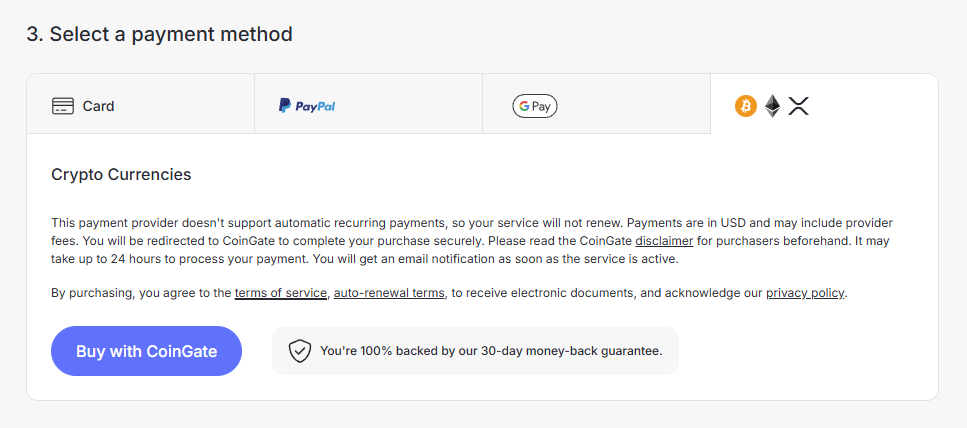 Nord select payment method