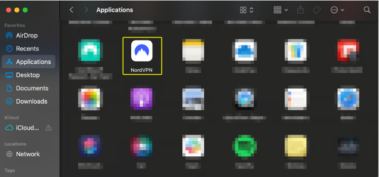 Åbner NordVPN-appen på macOS