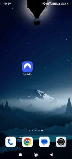 Android-startskærm med NordVPN-ikon