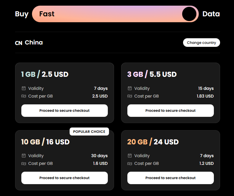 Instabridge eSIM China plans February 2026