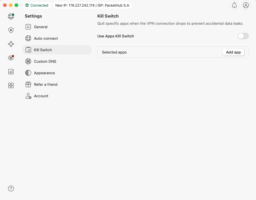 nordvpn kill switch on macos app