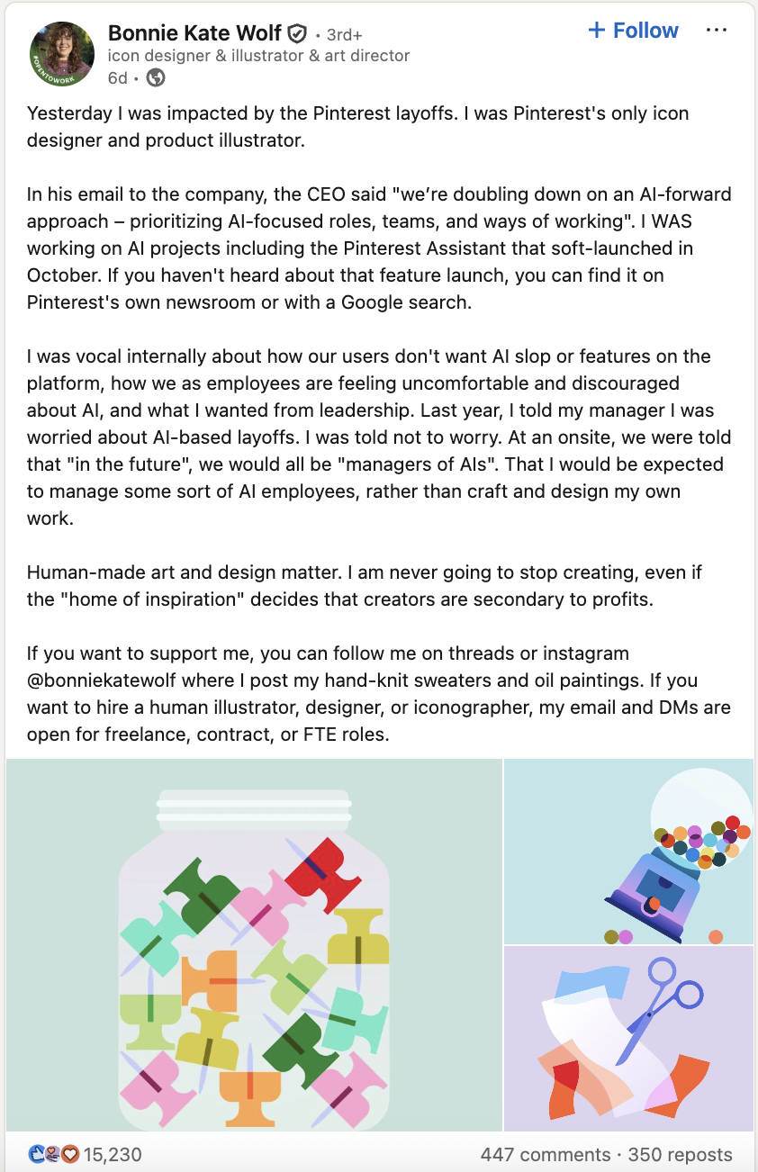 Screenshot of Linked post