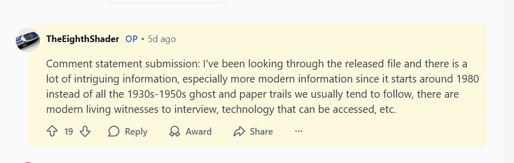 A Reddit UFO screenshot.
