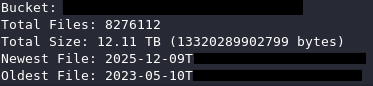 Indexed totals from the exposed storage bucket