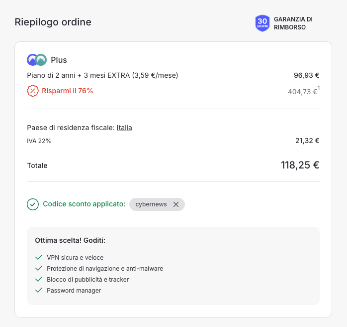 Checkout, sconto è già stato applicato