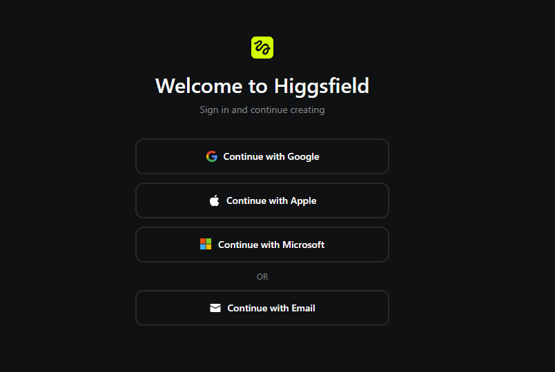 Higgsfield login