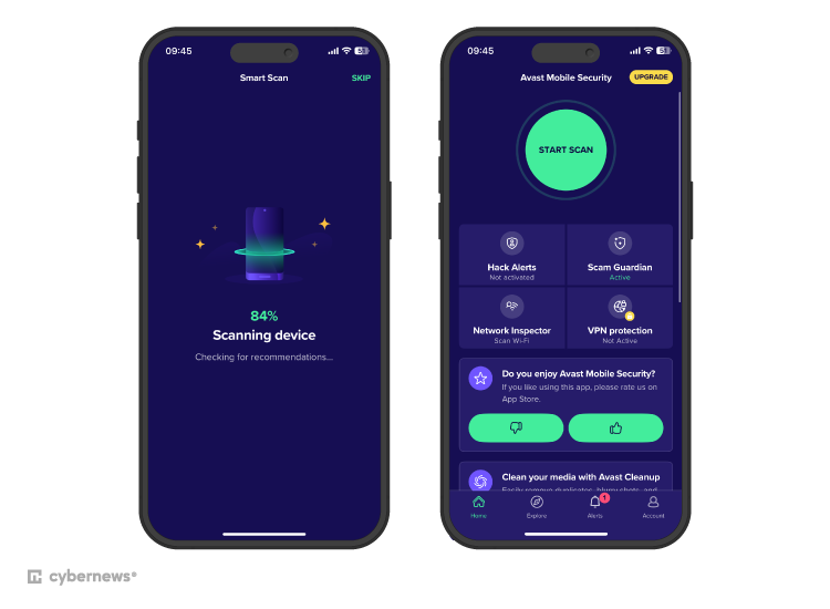 Avast iOS interface 2026