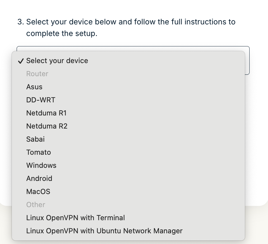 expressvpn select your device