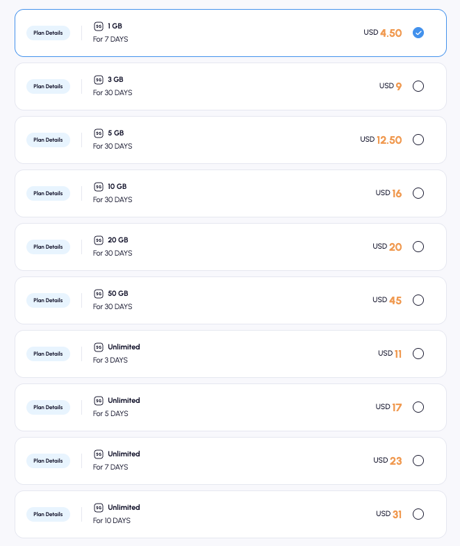 nomad esim norway pricing