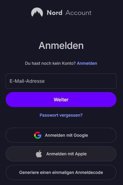 nordvpn de login