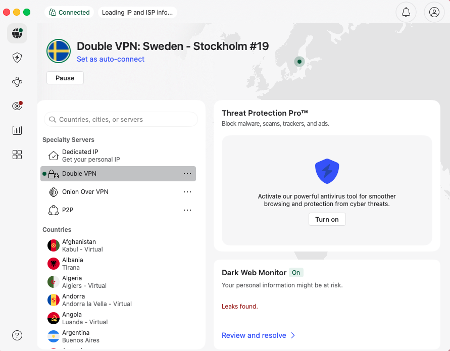 nordvpn double vpn connected