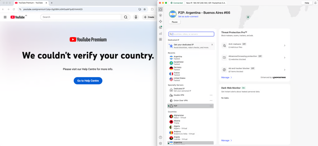 youtube error verify country