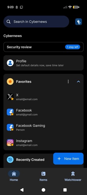 1password mobile interface app