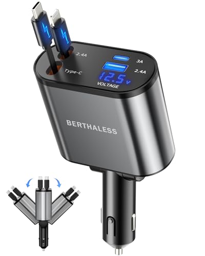 Large image for amazon product "BERTHALESS Retractable Car Charger"