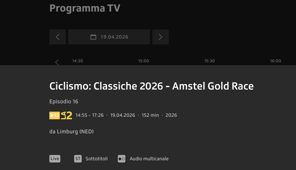 guardare l'Amstel Gold Race su RSI