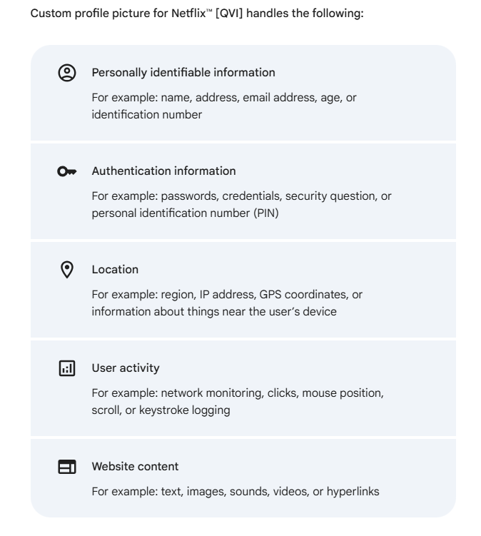 Custom Profile Pic for Netflix Privacy Permissions
