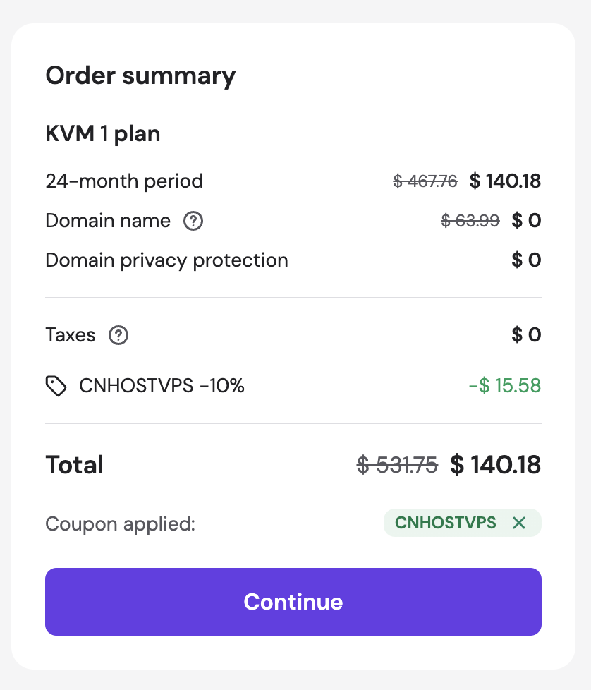 Hostinger VPS checkout