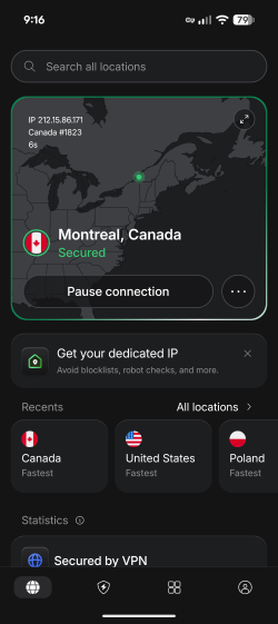 NordVPN android interface new