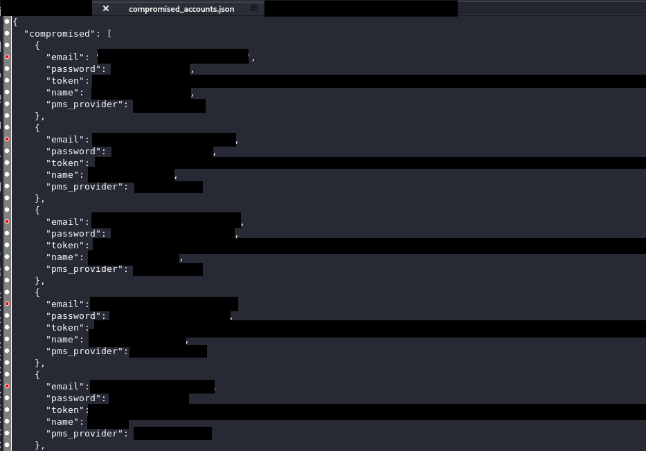 compromised accounts redacted