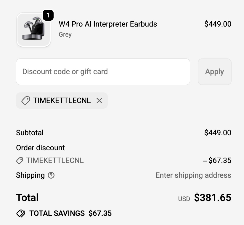 timekettle confirm price reduction is reflected