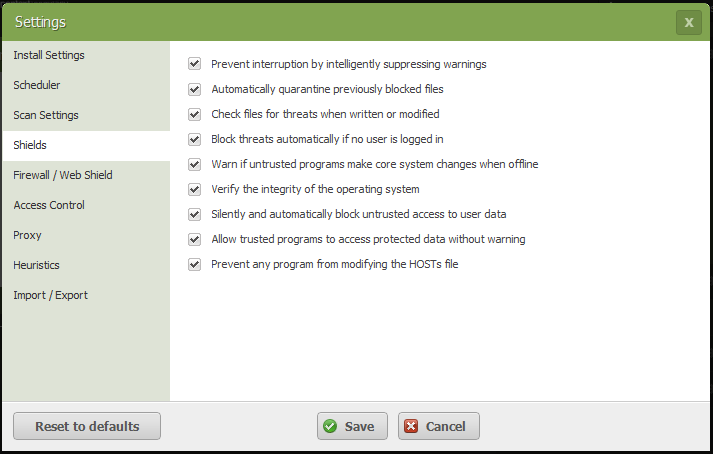 webroot settings