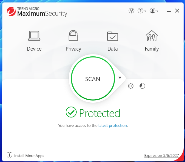 Interface of Trend Micro desktop app
