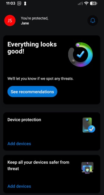 Microsoft Defender mobile app