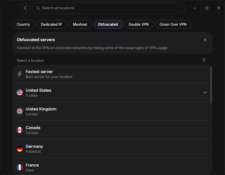 NordVPN Obfuscated servers