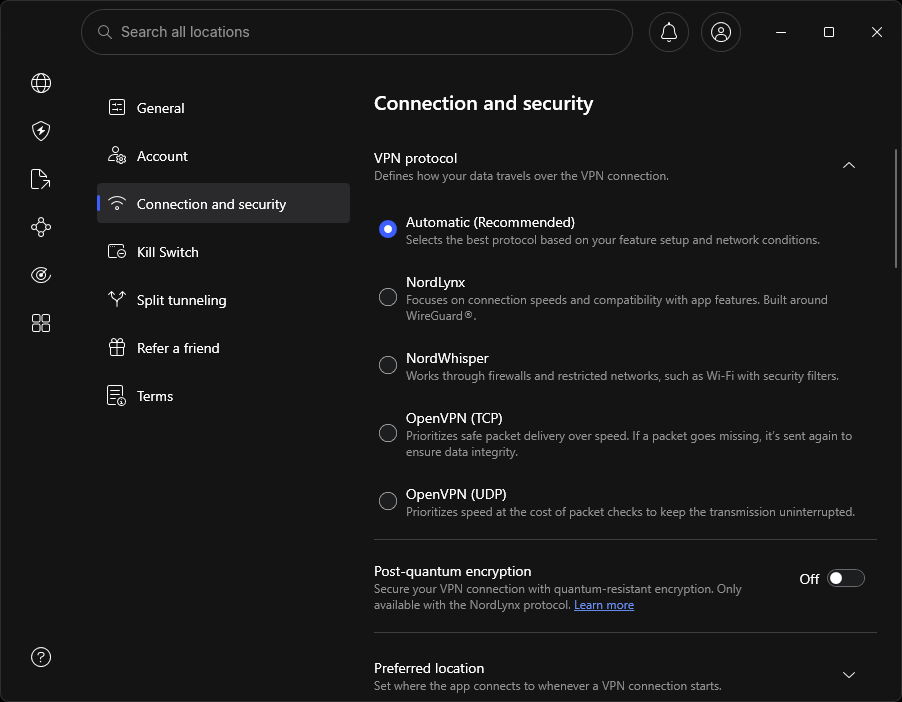 NordVPN VPN protocols