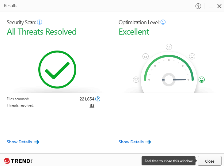 Trend Micro scanning result