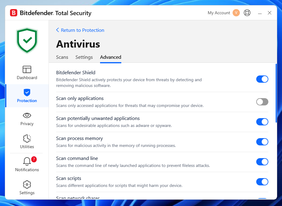 bitdefender av settings