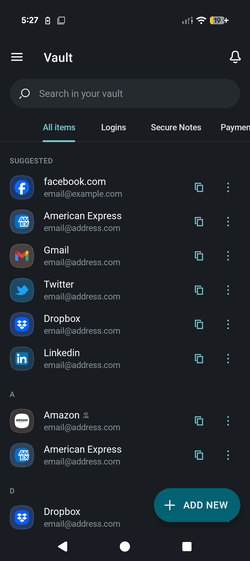 dashlane mobile interface
