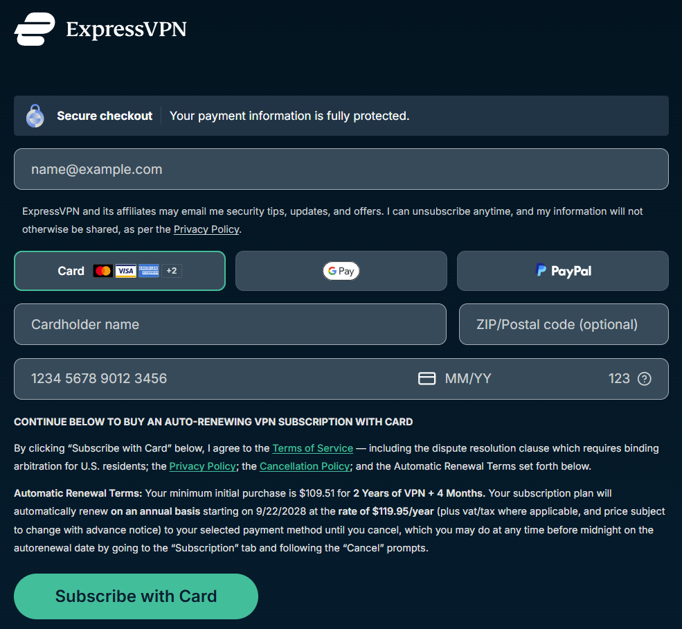 ExpressVPN checkout 2026